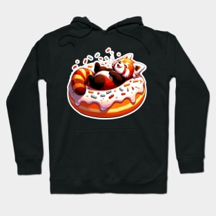 Kawaii Red Panda Chilling on Donut Hoodie